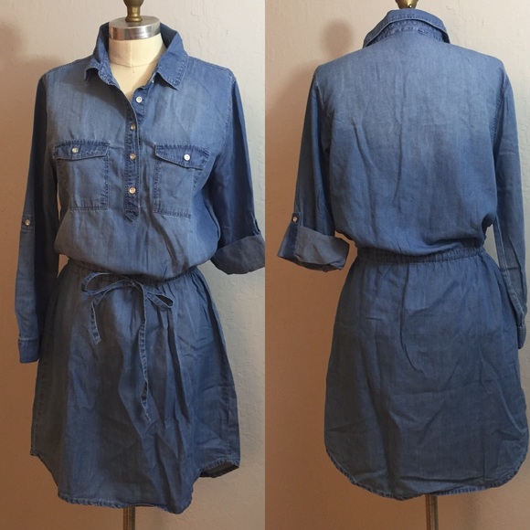 denim chambray shirt dress